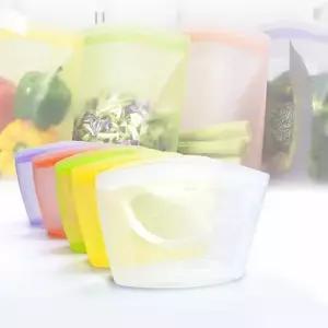 국산 컬러지퍼백 실리콘 밀폐용기 지퍼백 중형 850ml