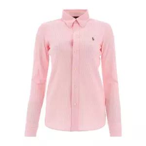 포니 자수 옥스포드 슬림 셔츠 211664416001 CARMEL PINK WHITE