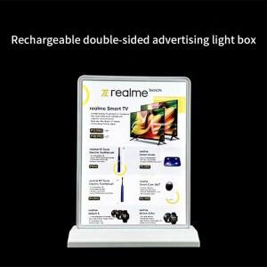 충전 라이트 박스 양면 LED 메뉴 발광 a4 테이블 T 수직 사인 밀크 티 자형 샵 디스플레이 보드 빌보드