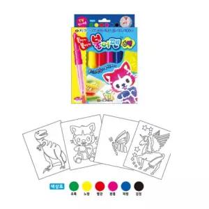 2세트 지구화학 불어펜 6색 스텐실 도안