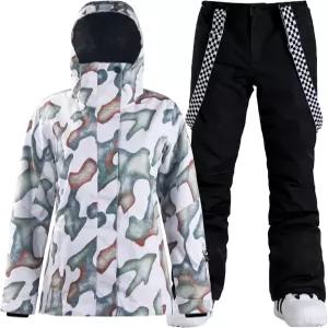 GSOU SNOW 여성 스키 재킷 및 바지 방수 방풍 스노우슈트 스노보드 코트 보온 따뜻한 겨울