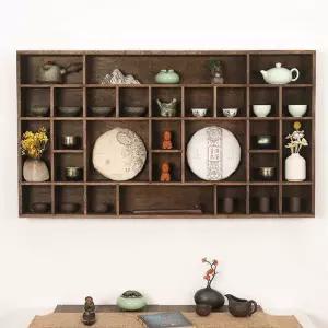 원목 찻잔 진열대 수납 카페 정리대 다기 벽걸이 보관 전시대