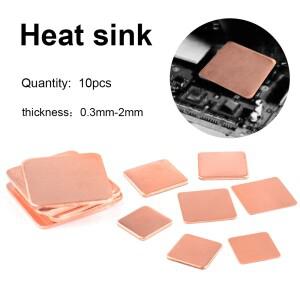 10Pcs 0.3-2.0mm 노트북 구리 시트 플레이트 스트립 심 열 패드 방열판 GPU CPU VGA 칩 RAM 냉각