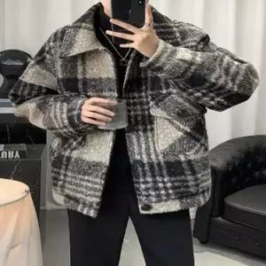 가을 빈티지 남친 하프 모직 코트 체크 자켓 원픽3