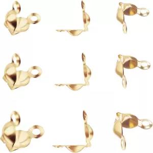 BENECREAT 150PCS 18K 금도금 조개껍질 크림프 비드 팁 매듭 커버 DIY 공예 보석 제작용 3가지 크기