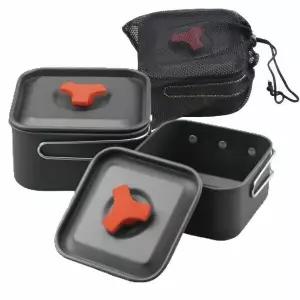 캠핑 백패킹 냄비 식기 경질 사각 코펠 세트 1.3L 0.8L 그릇