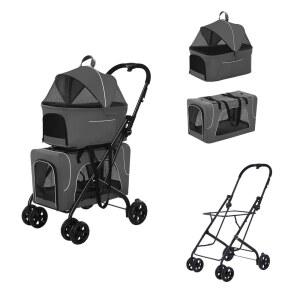 강아지 유모차 2단 시트분리 가벼운 접이식고양이 강쥐 반려묘 경량 분리