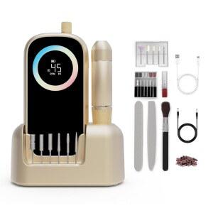 전기 네일 드릴 45000 프로 하이테크 고속 무선 릴 네일용 충전식 스탠드 12Pc 비트 및 홀더 홈용 LCD 머신