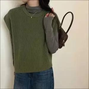 조끼 민소매 레이어드 루즈핏 베스트 5색 여성 골지니트