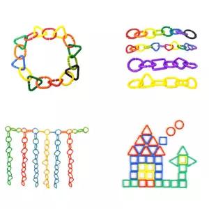 도형학습 고리연결 영유아 만들기교구 원목입체블록 장난감