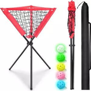 퓨리피온트 야구 소프트볼 휴대용 배팅 티 연습 볼 캐디 테니스 피클볼 장비 바구니 홀더 보너스 플라스틱