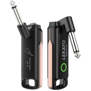 Lekato Ws-70 Uhf 무선 시스템 70채널 기타/베이스/키보드용 충전식 - 스튜디오급 오디오 케이블 없는 녹음