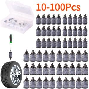 차량용 진공 타이어 수리 네일 펑크 나사 오토바이 피팅 세트, 튜브리스 휠 키트 패치, 100-10x