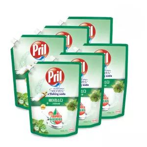 프릴 베이킹소다 그린허브 1L x6개 친환경 고농축 1종 주방세제