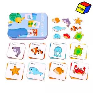 영어 기초 단어 퍼즐 세트 (해양)/어린이/아동/유아/알파벳/학습/교구/교재/놀이/배우기/유치원/어린이집