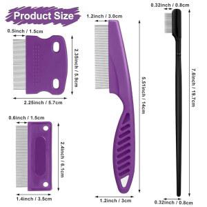 풀하울 5피스 눈물 얼룩 부드럽게 빗으로 위한 제거기 반려동물 작은 그루밍 개를 검은색 점액과 껍질을 제거합니다 보라색