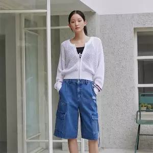 [롯데백화점]에고이스트 메쉬 조직 컬러블록 포인트 집업 가디건(ER2KG561)