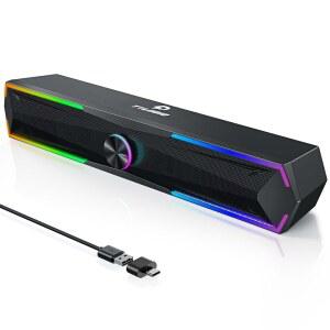 tylubio pc 스피커 컴퓨터 사운드 바, 스피커, 스테레오 usb led 흐르는 버튼 사운드, 푸시 모니터용, 및 노트북 입력 데스크탑 제어