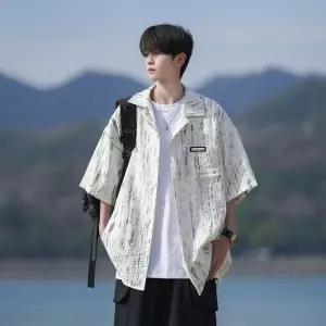 올요아 남자 키작남 체크 셔츠 여름 반팔 빅사이즈 스트라이프 상의 꾹1