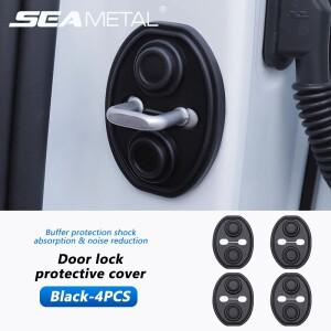 SEAMETAL 4PCS 업그레이드 자동차 도어 닫기 충격 방지 패드 실리콘 쿠션 음소거 흡수기 보호 커버 액세서