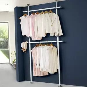 튼튼한 옷걸이 수납 철제 원룸 행거 고정형 2단 다용도