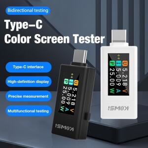 KWS-1902L Type-C 전류 전압 모니터 컬러 스크린 USB 테스터 고속 충전 트리거 미터