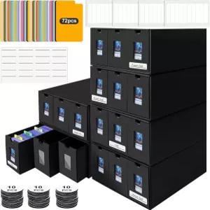 aopule 10800+ 카드 보관함 2000+ 탑로더 72개의 칸막이 라벨 및 테이프 TCG PTCG MTG에 적합