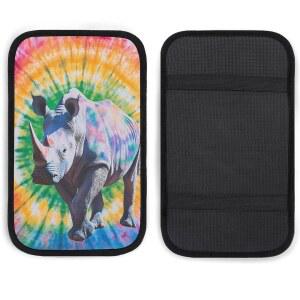 타이 다이 코뿔소 컬러풀 카 센터 콘솔 커버 오토 암레스트 프로텍터 쿠션 인테리어 액세서리 대부분의 차량용