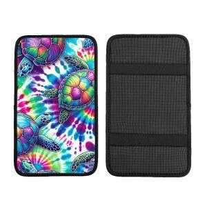 카 센터 콘솔 패드 하와이안 타이 다이 터틀 팔걸이 커버 프로텍터 박스 쿠션