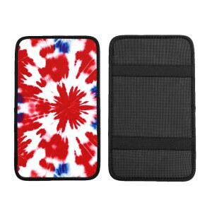 카 센터 콘솔 패드 블루-레드-타이-다이 패턴 팔걸이 커버 프로텍터 박스 쿠션