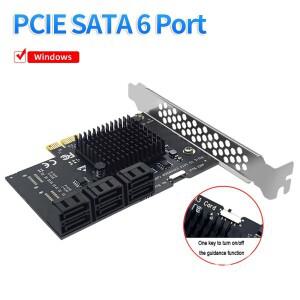 ASM1166 어댑터 액세서리용 확장 카드 PCI-E SATA3.0 1X Express 3.0 GEN3 6Gbps 컨버터 20 포트