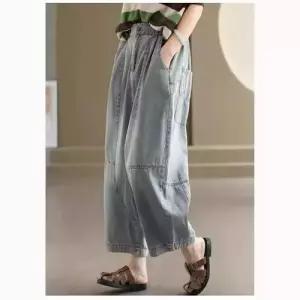 스파이더맨 빈티지 배기팬츠 빅사이즈 밴딩 무바지 여성청바지 워싱 일자 청바지 앤티크 순면 OPH1