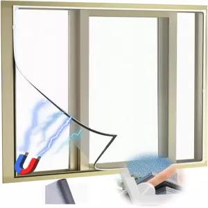 UULANFA 마그네틱 창 화면 - 집 창문 아파트 회색을 위한 탈착식 버그 방지 메시 화면에 맞는 드릴 이지