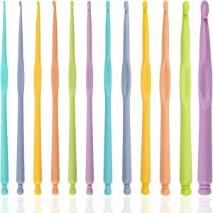 플라스틱 코바늘 12개 다양한 크기 (2.0mm - 10.0mm) QLRFFLJOY 컬러풀 세트 스카프 모자 장갑 뜨개질용