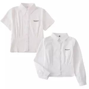 화이트 영문자수 각카라 여자 셔츠반팔or긴팔