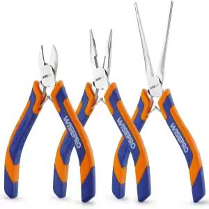 WISEPRO 3 PCS 미니 플라이어 세트 바늘 코 대각선 및 긴 코가 있는 주얼리 키트 제작용 소형 도구 DIY