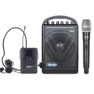 내장된 UHF 무선 마이크가 있는 Hisonic HS120B 충전식 휴대용 PA(공개 주소) 시스템(휴대용 + 벨트 팩 1개)