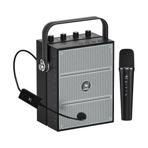 듀얼 마이크, 휴대용 PA 시스템 및 교사용 노래방 기기, 음향 효과, 기타 입력, 고음을 갖춘 WinBridge S97 60W 블루투스 스피커 마이크 u2013 강력한 무선 음성 증폭기