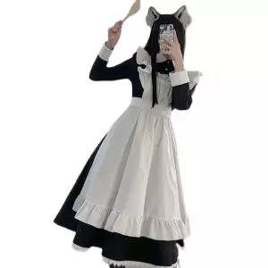 롱메이드복 여성 전통 긴팔 영국 촬영 가정부 코스프레 세트 컨셉 빅사이즈