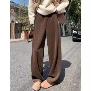 바지 여친 울 하이웨스트 트레이닝 기모 와이드 하의 찹쌀 OP1