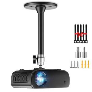 [미국배송] DAWASAPAT 미니 천장 프로젝터 마운트 브래킷 - 조절 가능한 틸트 및 회전식 홀더 2개의 무료 어댑터와 케이블 타이가 있는 벽걸이 랙 스탠드 검은색