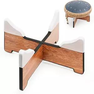 다잉크스 우드 드럼 스탠드 14인치 탈착식 패드 텅 삼각대 탱크 디스플레이 랙 4개의 방음 패드가 있는