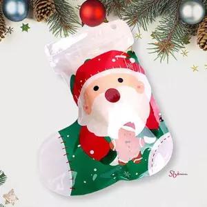 크리스마스 지퍼백 양말 산타 디자인 선물 포장 간식 파우치 5개def684