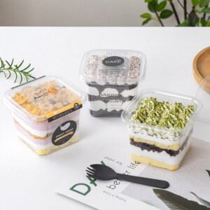 사각 티 수 보틀 용기 카페 플라스틱 도시락 케이크 포장 홈파티