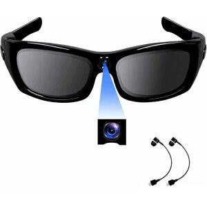 카메라 안경 HD 1080P 비디오 블루투스 선글라스 자외선 차단 편광 렌즈 스포츠 액션 캠, 여행, 자전거 타기, 운전 및 기타 야외 스포츠용 이어폰 포함