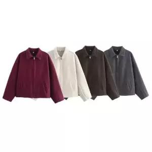 엘럽 여성 빈티지 야구 점퍼 쇼트 코트 긴팔 집업 원템1