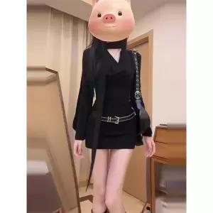 엘럽 원피스 치마 검정 여성원피스 슬림 미디엄 긴팔 허리끈 랩 코디 박템3