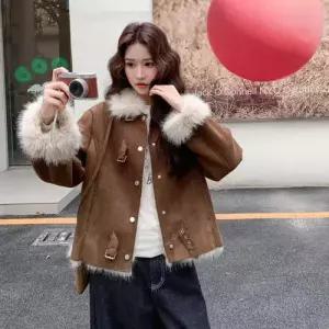 엘럽 여성 모피 일체형 장 퍼 코트 박템1