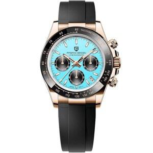 [미국배송] 하이친 파가니 디자인 1644 오마주 남성용 쿼츠 시계 일본 VK63 무브먼트 스테인리스 스틸 스크류 인 크라운 방수 스포츠 크로노그래프