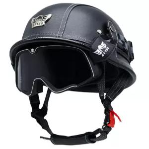 클래식 레트로 바이크 고글 싱글 블랙 가죽헬멧 소형 몽키바이크 오토바이 성인용 빈티지